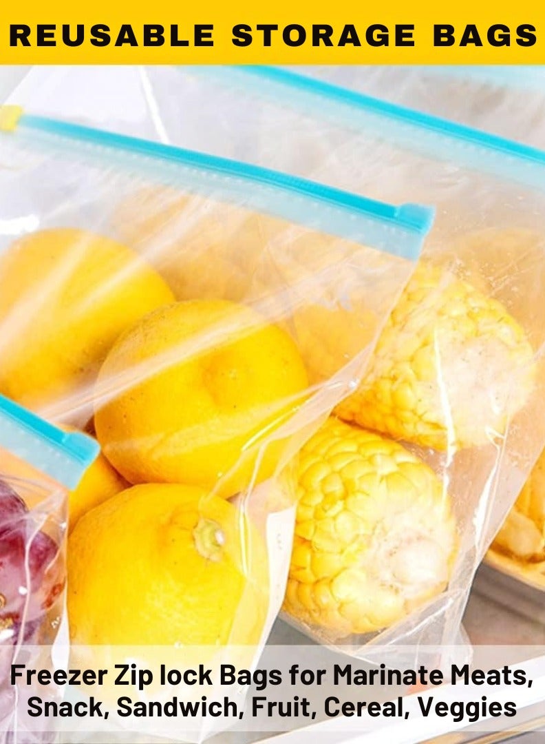 Horizon 30 Piece Reusable Food Storage Bags or Plastic bags with Cleanable Ziplock Bags for Kitchen Freezer - Includes 10 Small, 10 Medium, and 10 Large Zipper Bag - Image 3